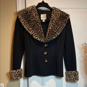 Joseph Ribkoff Black Blazer with Leopard Accents